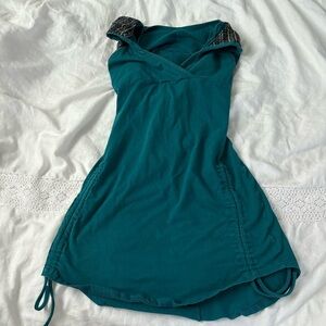 Noralina Freedom LARGE Hooded Dress mini lined cinched cotton green